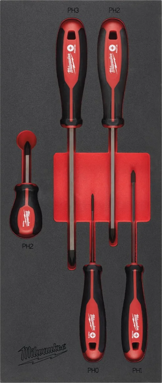 Milwaukee TOOLGUARD™ Foam inlay Tri-Lobe schroevendraaierset Philips 5-delig - 4932492393