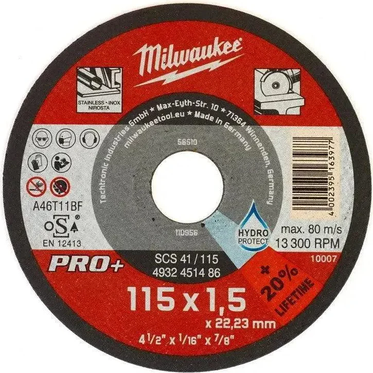 Milwaukee Dunne metaaldoorslijpschijven PRO+ SCS 41/115 x 1,5 x 22 mm - 4932451486