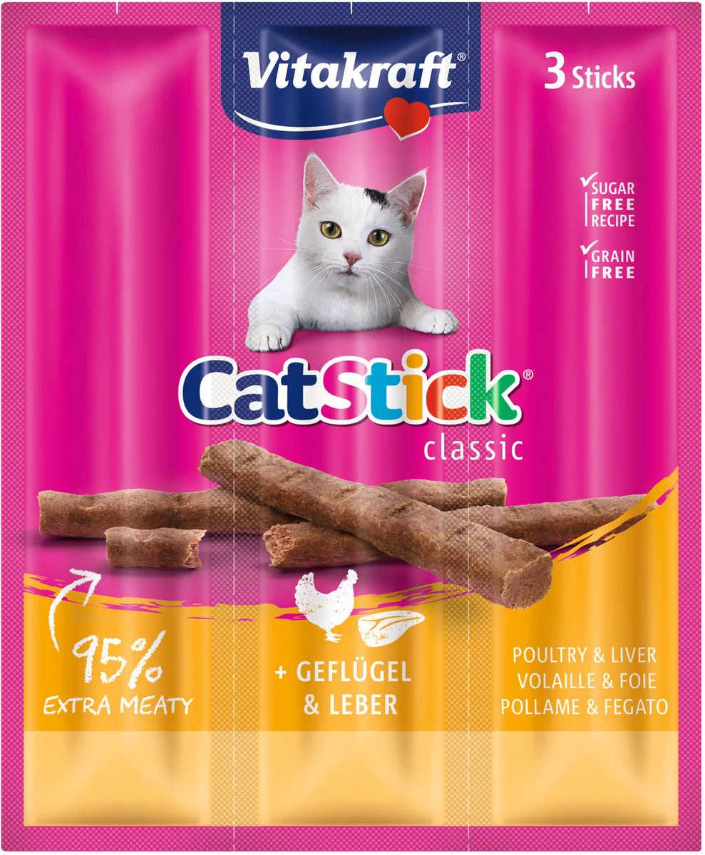 Vitakraft Cat-stick Mini Gevogelte - Lever 3 stuks