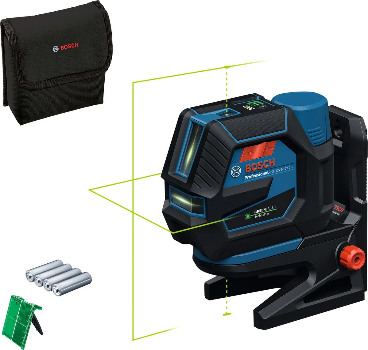Bosch Professional GCL 12V-50-22 CG Punt- en kruislijnlaser groen 12V Basic Body met batterijhouder - 0601066S00