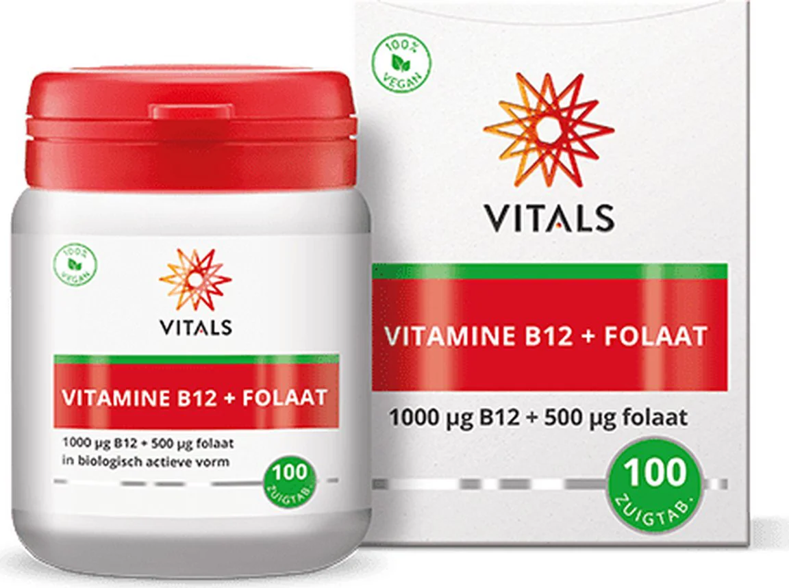 Vitals Vitamine B12 1000mcg + Folaat 500mcg Zuigtabletten 100ZTB