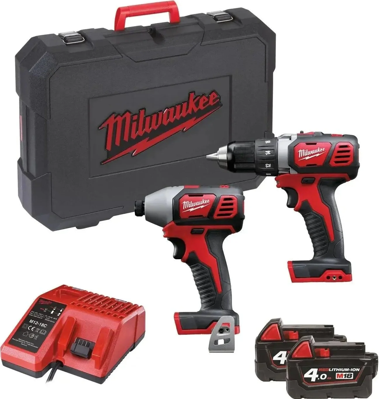 Milwaukee M18 BPP2D-402C Powerpack accu combiset 2-delig 18V 4.0Ah Li-Ion M18 in koffer - 4933447126
