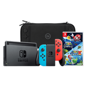Nintendo Switch Rood/Blauw + Super Mario Galaxy 1+2 + BlueBuilt Beschermhoes