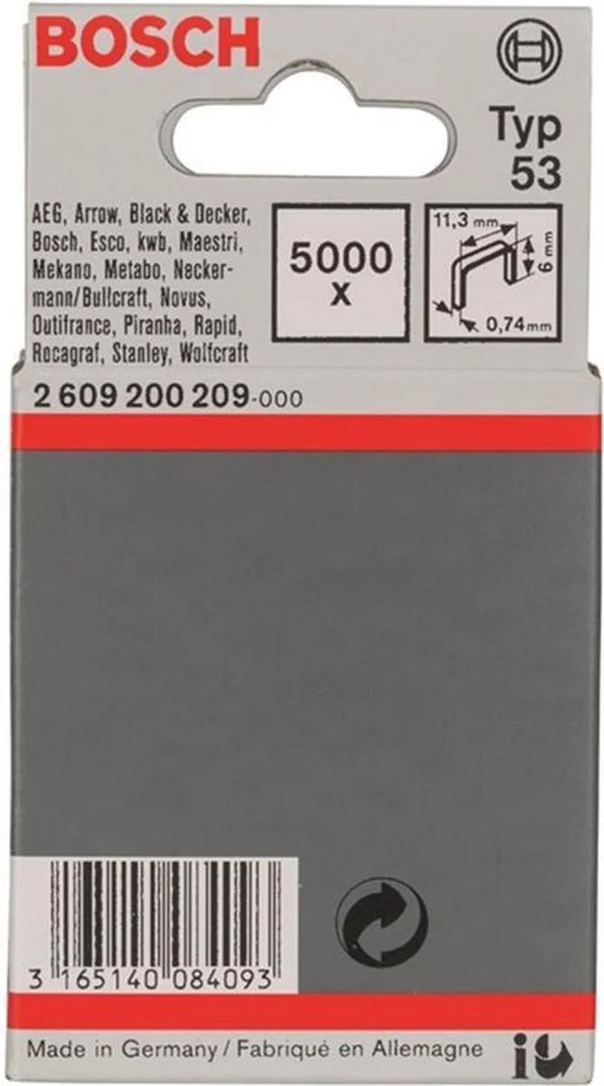 Bosch Professional Nieten type 53 | 6 mm | 11,4 x 0,74 mm | 5000 stuks - 2609200209