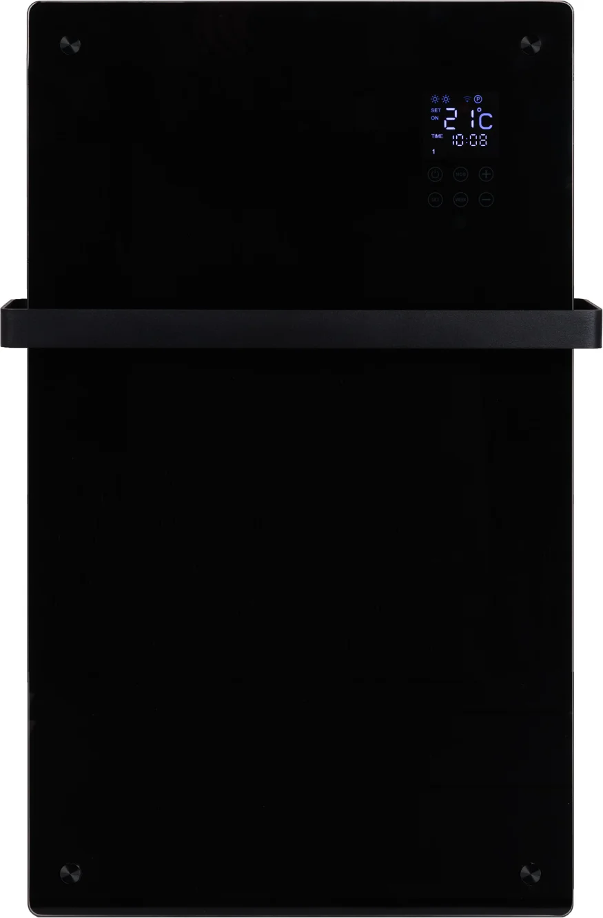 Eurom Alutherm Sani Verre 1200 Wifi Black Elektrische badkamerkachel - IP24 - 1200 Watt - Glazen voorzijde