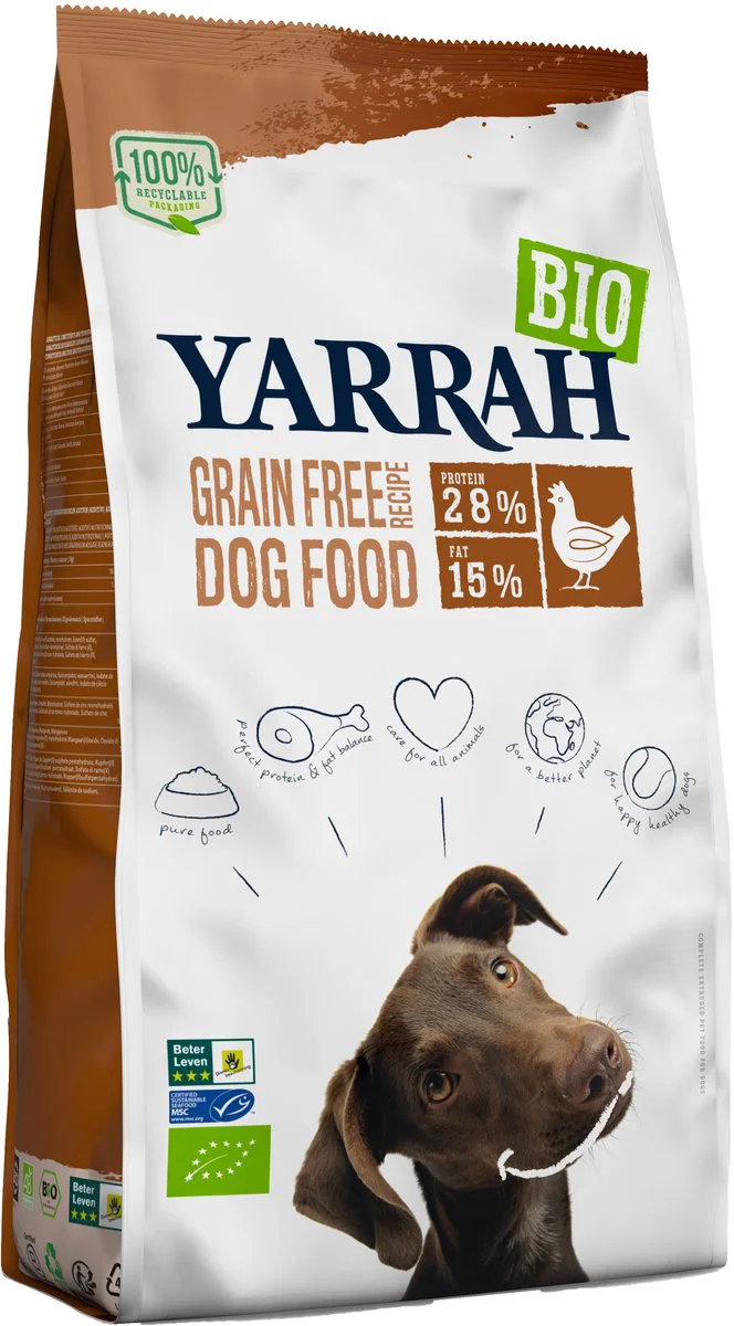 Yarrah Bio Hondenvoer Graanvrij Kip & Vis 10 kg