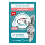 4x Purina ONE Kattenvoer Nat Hydralife Adult Pouch Zalm 6 x 50 gr