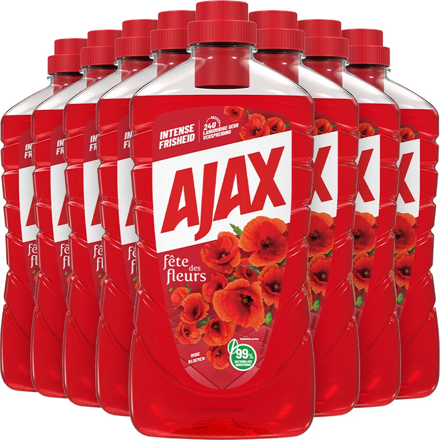 8x Ajax Allesreiniger Fete de Fleur Rode bloemen 1 liter