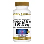 Golden Naturals Vitamine K2 45 mcg & D3 25mcg Vegan 60 tabletten