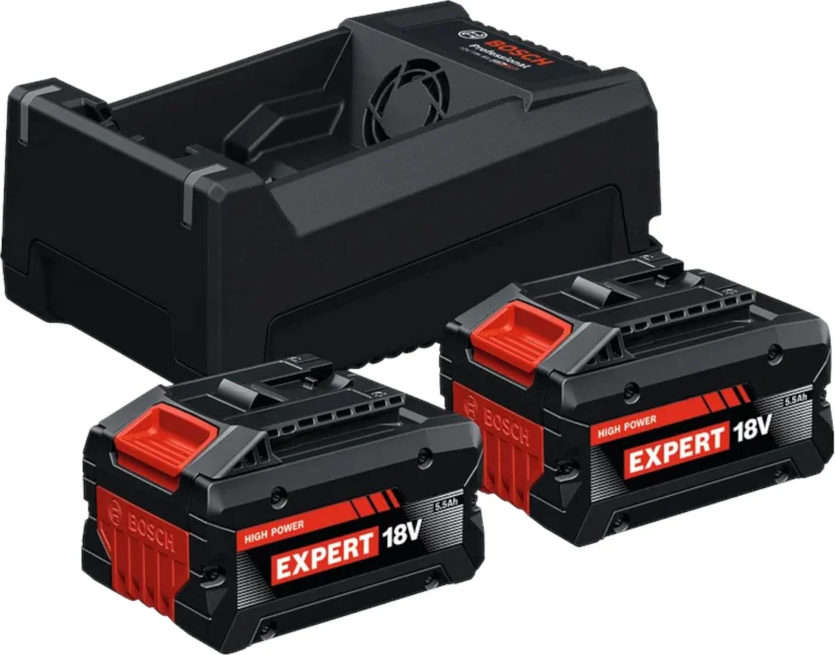 Bosch Professional EXPERT Accu starterset 2x EXBA 18V-55 + GAL 12V/18V-80 - 1600A0373P