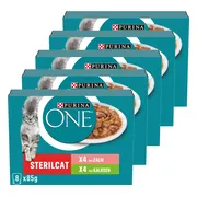 5x Purina ONE Kattenvoer Nat Adult Sterilcat Kalkoen & Zalm 8 x 85 gr
