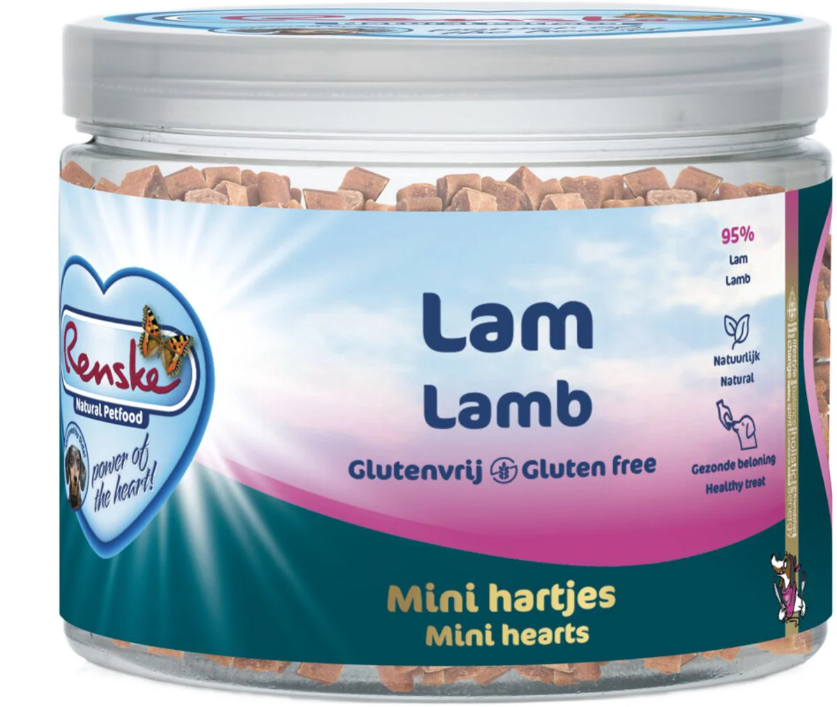 Renske Gezonde Beloning Mini Hartjes Hondensnack Lam 100 gr