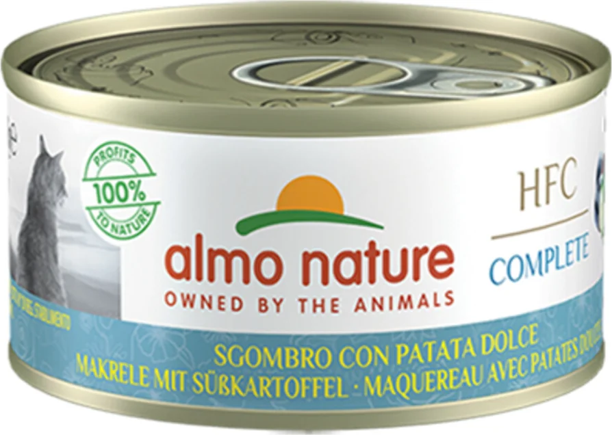 48x Almo Nature HFC Complete Kattenvoer Nat Graanvrij Makreel & Zoete Aardappel 70 gr