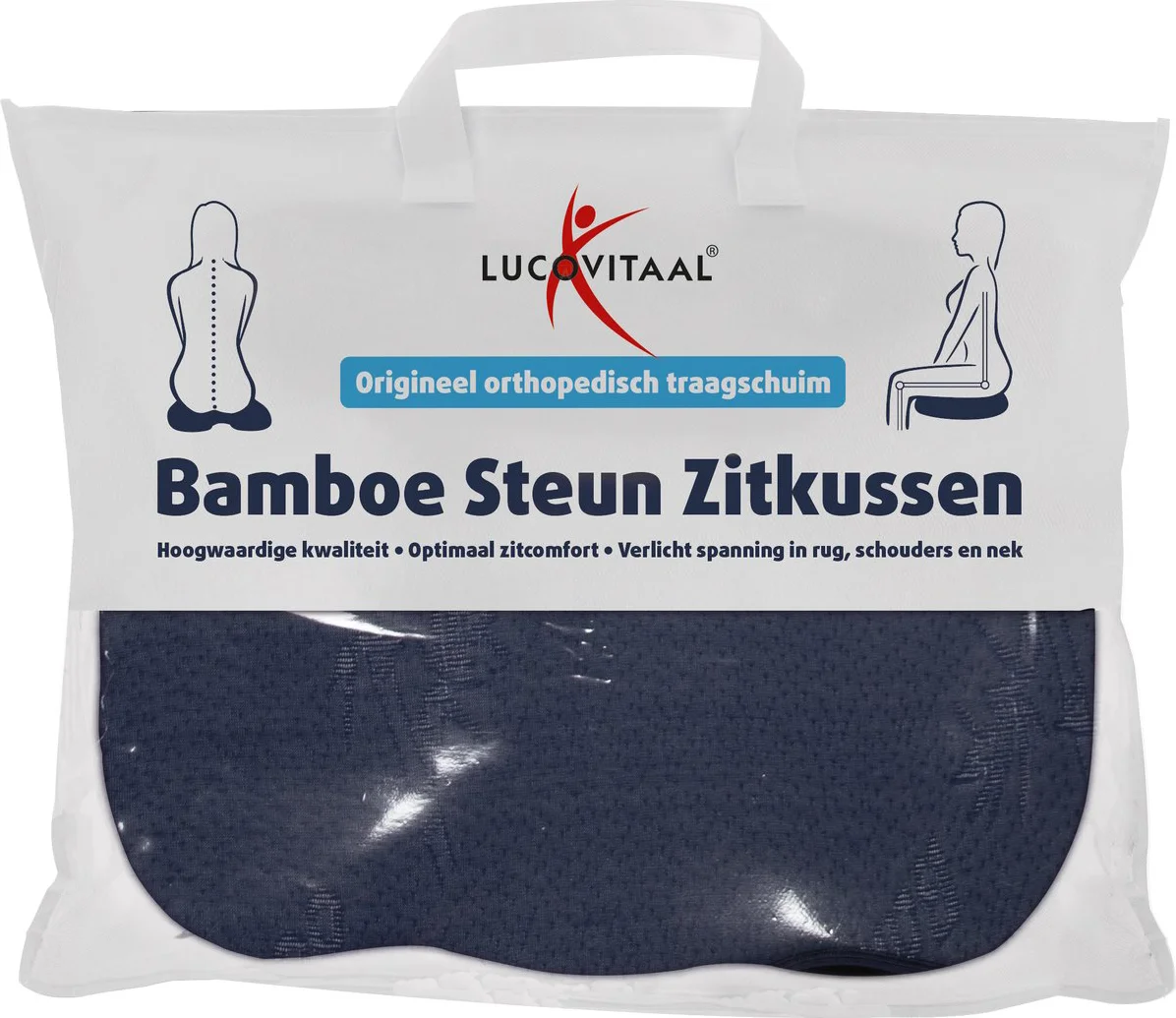 Lucovitaal Bamboe Steun Zitkussen Blauw