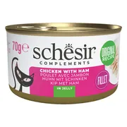 12x Schesir Complementary Kattenvoer Kip & Ham in Gelei 70 gr