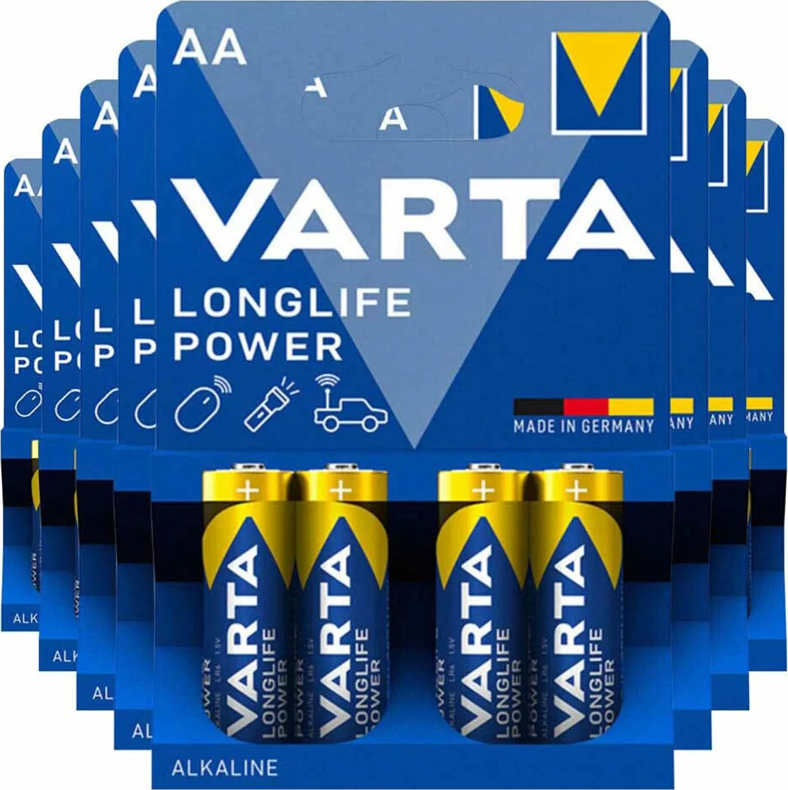 8x Varta Longlife Power Alkaline Batterijen AA 4 stuks