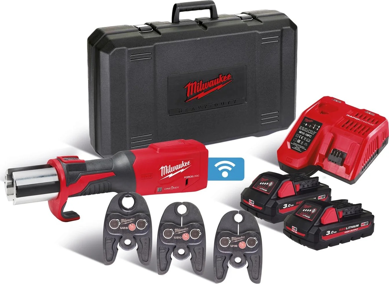 Milwaukee M18 ONEBLHPT-302C U-Set FORCE LOGIC™ Accu hydraulische perstool 18V 3.0Ah in koffer - 4933478309