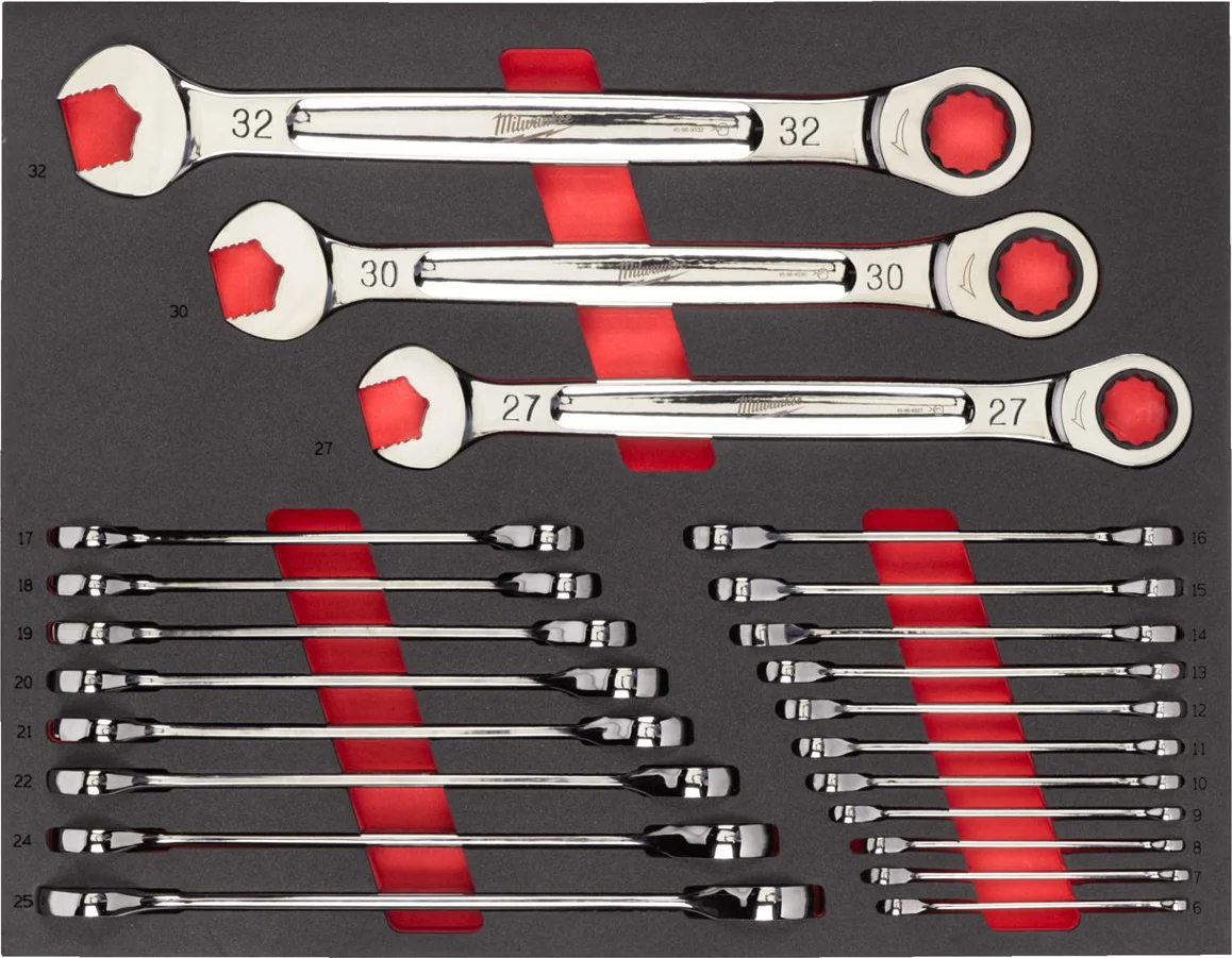 Milwaukee TOOLGUARD™ Foam inlay MAXBITE™ ringsteeksleutelset met ratel 22-delig - 4932493248