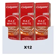 12x Colgate Tandpasta Max White For Coffee, Tea & Wine 75 ml