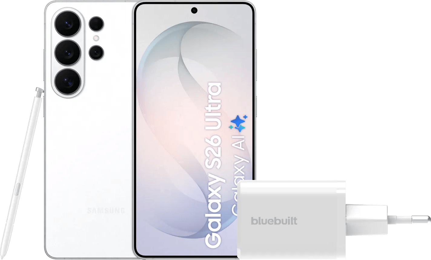 Samsung Galaxy S26 Ultra 1TB Wit 5G + BlueBuilt Oplader 65 Watt Wit