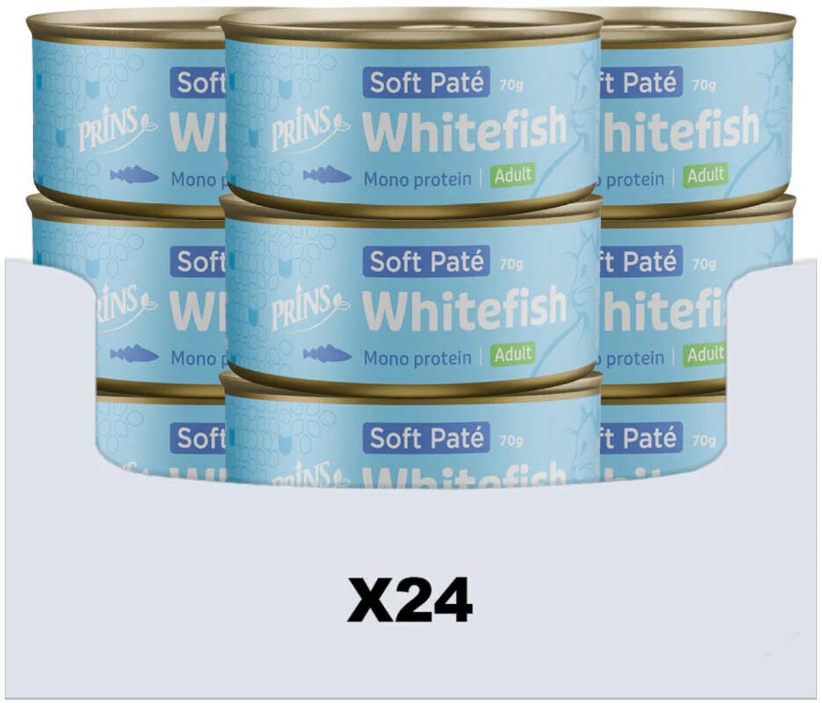 24x Prins Soft Paté Kattenvoer Nat Witvis 70 gr
