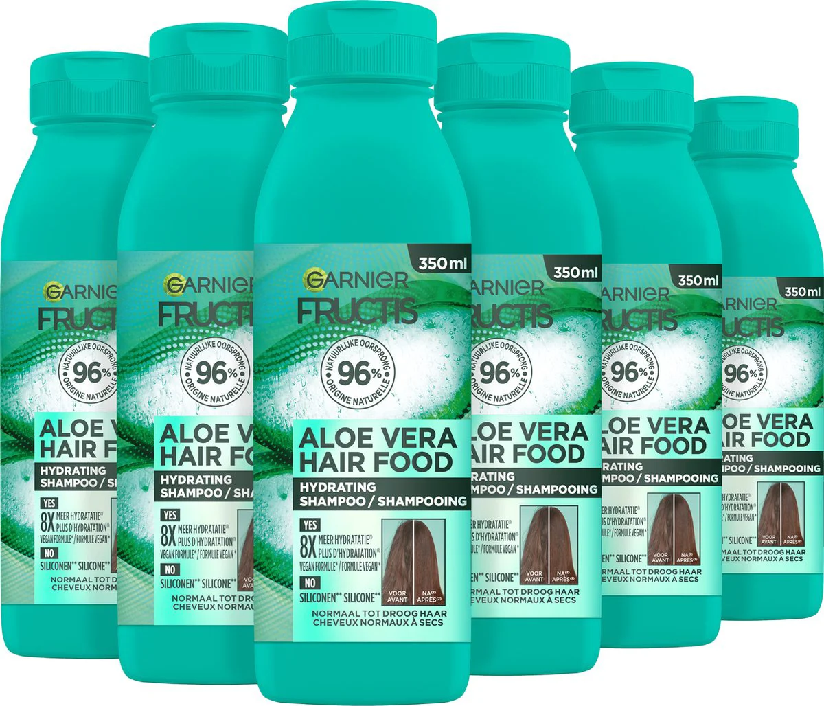 6x Garnier Fructis Hair Food Aloë Vera Shampoo 350 ml
