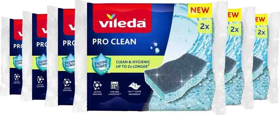 6x Vileda Schuursponsen Pro Clean Viscose 2 stuks