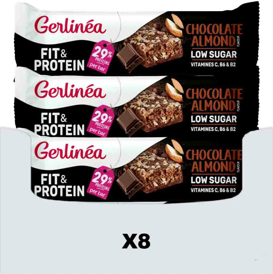 8x Gerlinea Fit & Protein Reep Chocolate Almond 45 gr