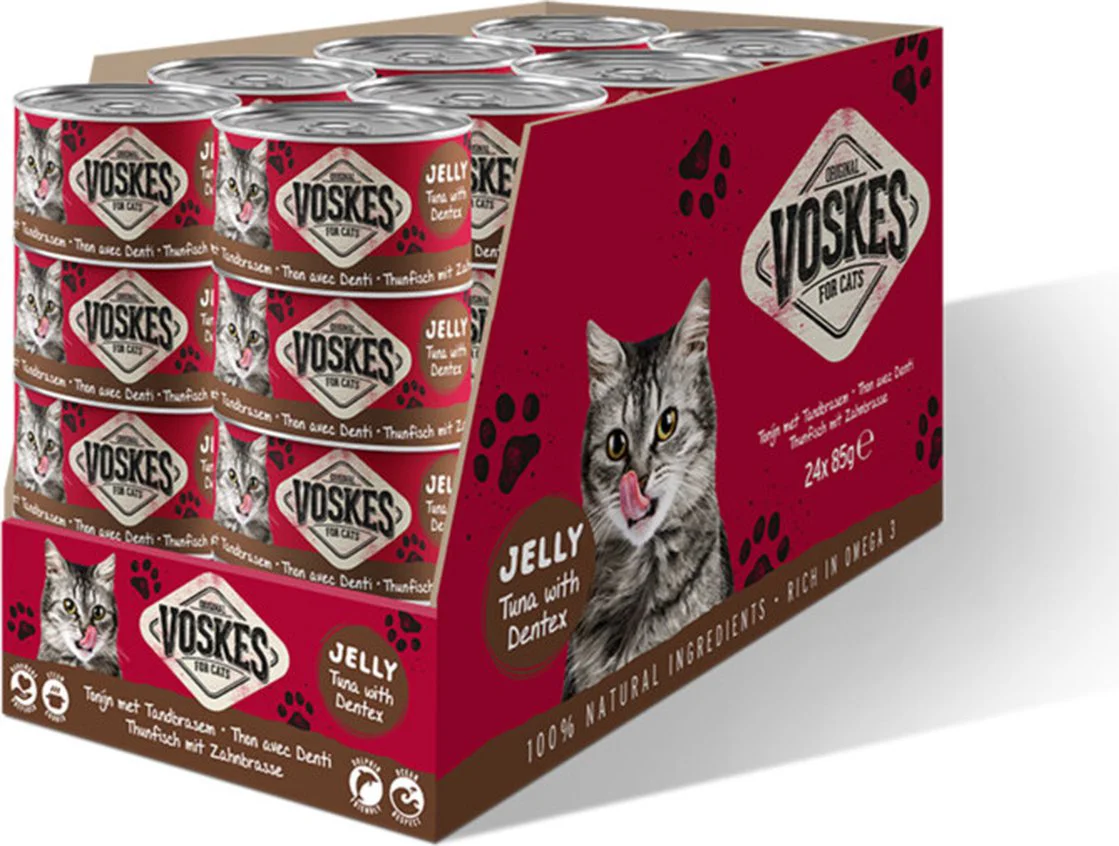 24x Voskes Kattenvoer Nat Tonijn met Tandbrasem 85 gr