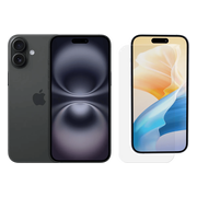 Apple iPhone 16 128GB Zwart + BlueBuilt Screenprotector Glas