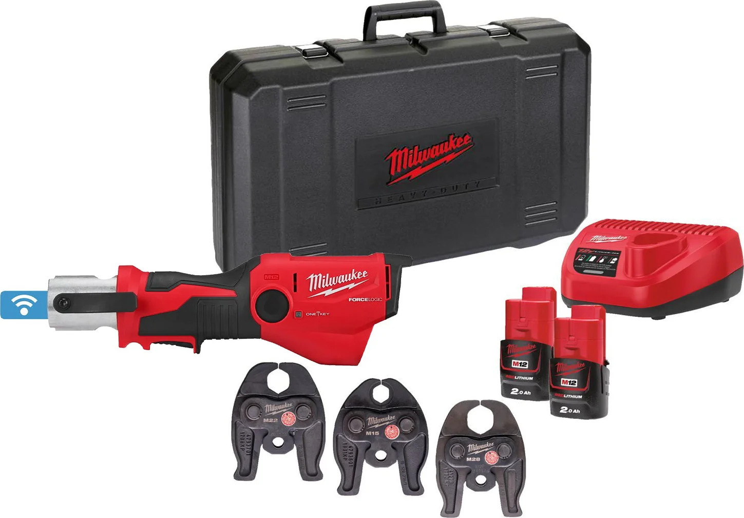 Milwaukee M12 ONEHPT-202C M-Set FORCE LOGIC™ Accu hydraulische perstool 12V 2.0Ah in koffer - 4933481033