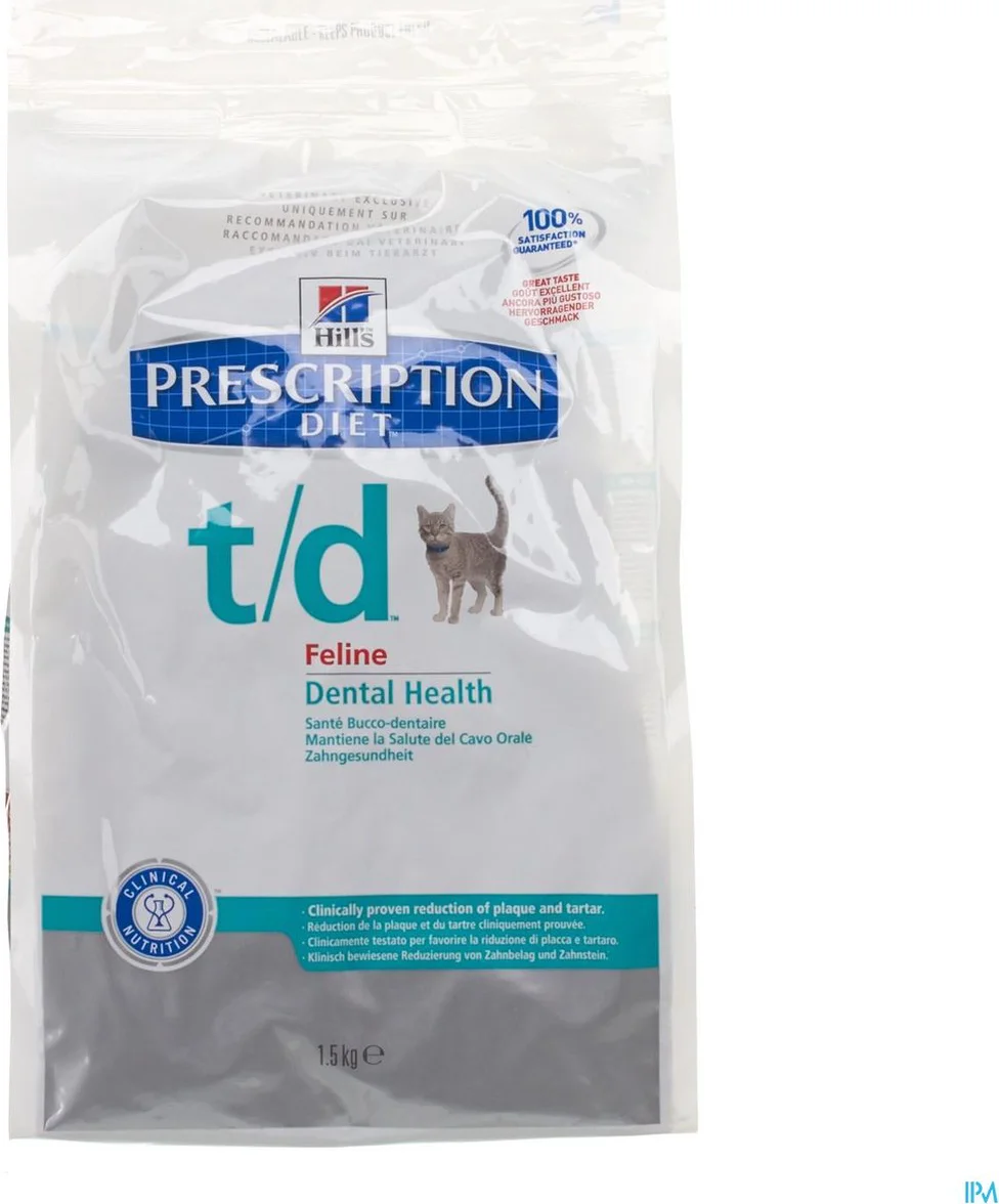 Hill's Prescription Diet t/d Dental Care Kattenvoer Droog Kip 1,5 kg