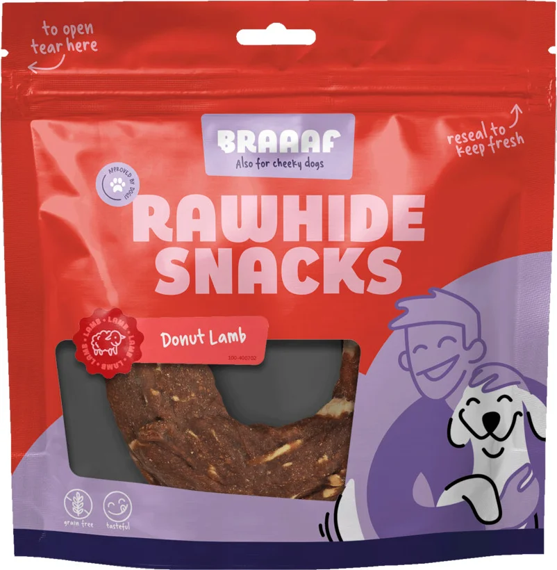 10x Braaaf Hondensnack Donut Lam &Vis 10-12 cm 115 gr