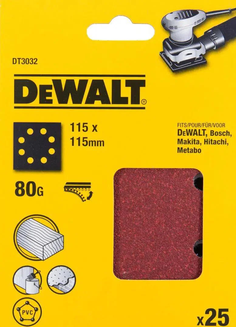 DeWALT DT3032 P80 Schuurpapier 1/4 Velcro VE=25