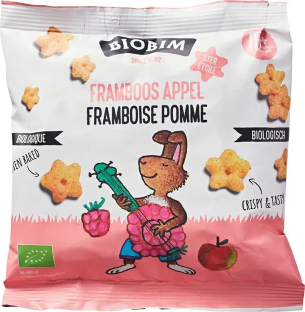 Biobim Biologische Mais Puffs Framboos Appel 10+M 20GR