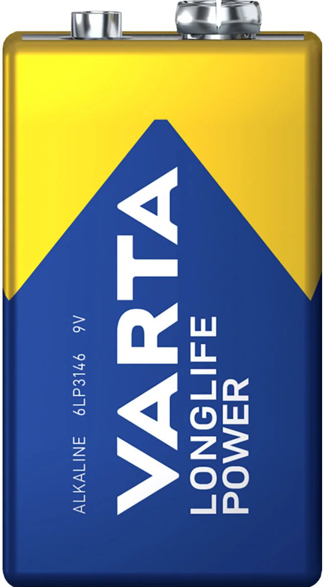 2x Varta Longlife Power Alkaline Batterijen 9V 565 mAh