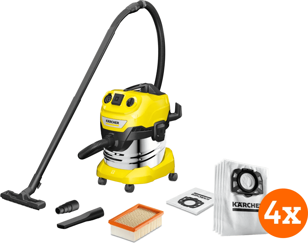 Karcher WD 4 P S V-20/5/22 + Karcher Stofzuigerzak voor WD 4/5/6 (4x)