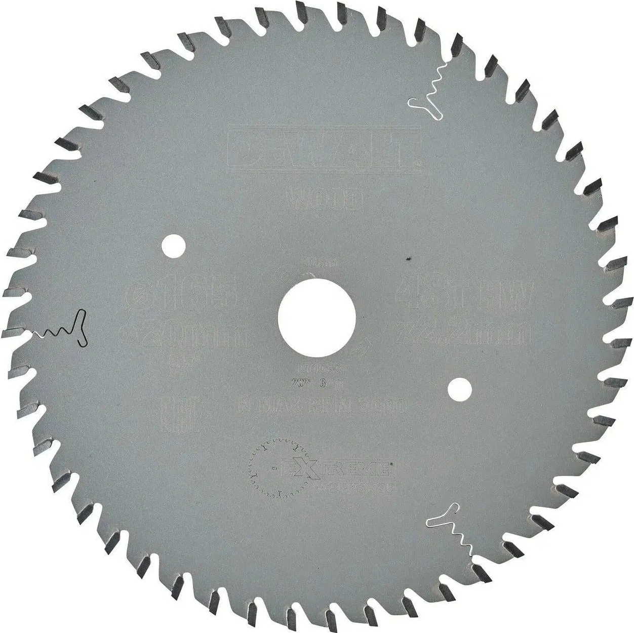 DeWALT Cirkelzaagblad voor Hout | Extreme | Ø 165mm Asgat 20mm 48T - DT1090-QZ