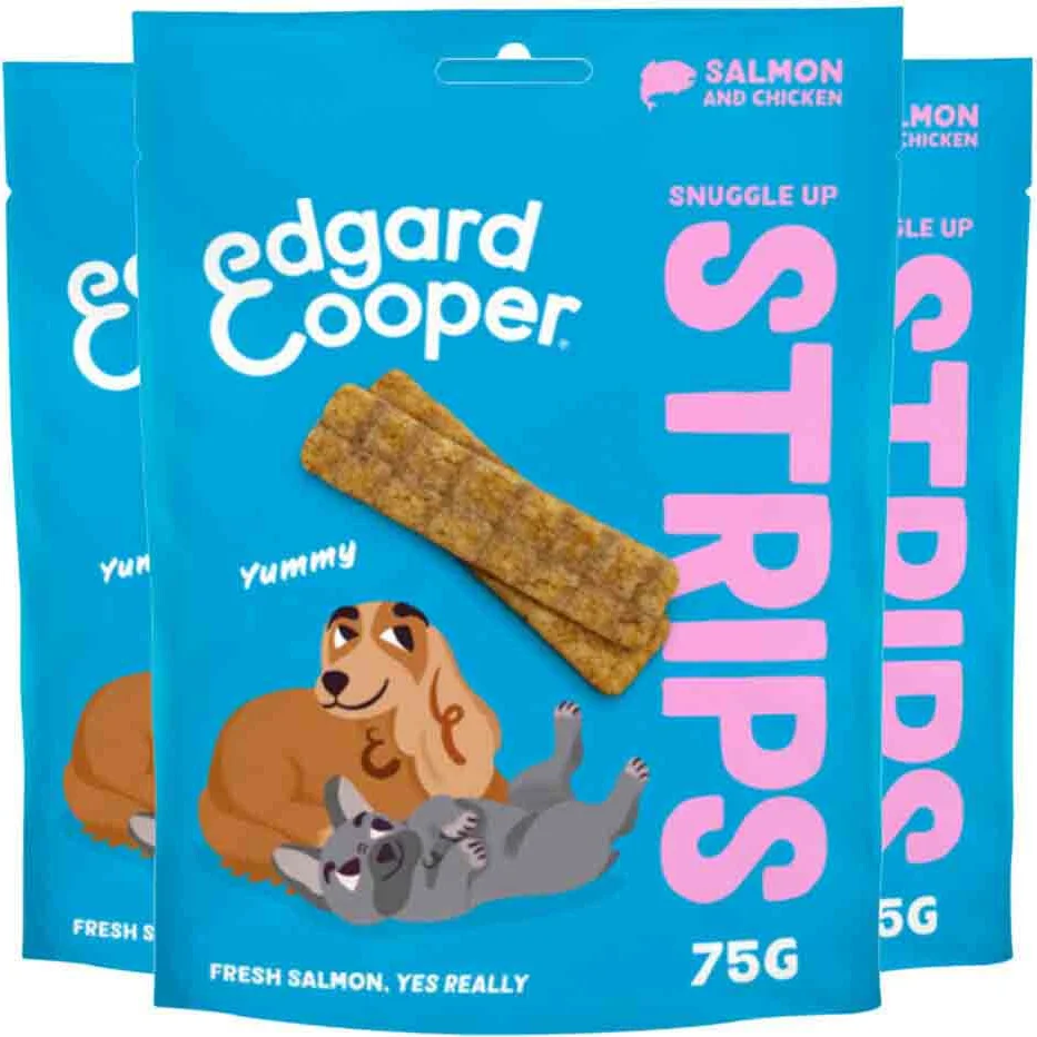 3x Edgard & Cooper Adult Strips Zalm & Kip 75 gr