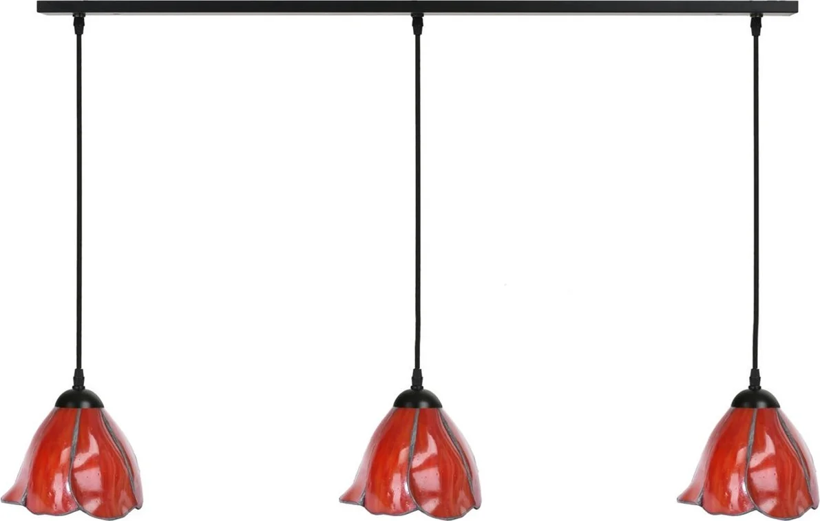 3 x Tiffany Tender Poppy lampen aan plafondbalk - Art Deco Trade