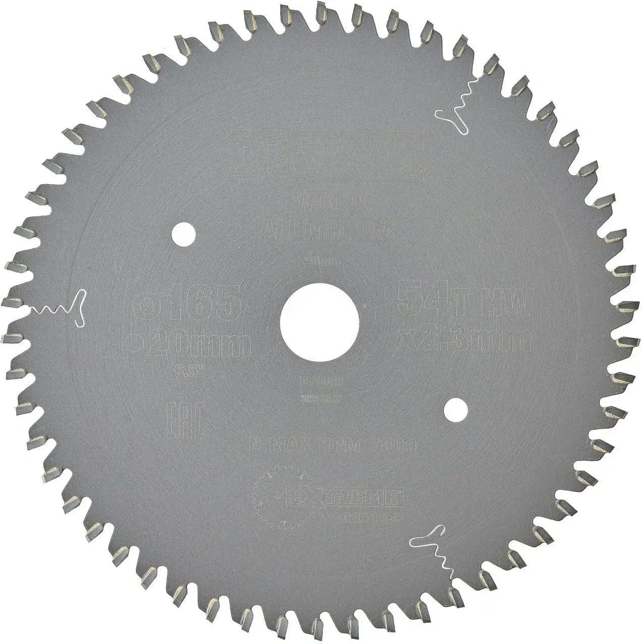 DeWALT Cirkelzaagblad voor Aluminium | Extreme | Ø 165mm Asgat 20mm 54T - DT1088-QZ