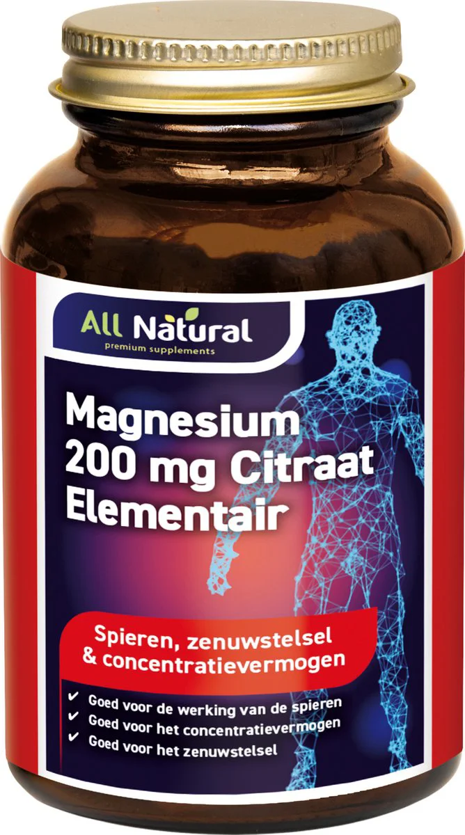 All Natural Magnesium Citraat 400 mg Tabletten 60TB