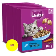 5x Whiskas 1+ Adult Katten Droogvoer Tonijn 800 gr