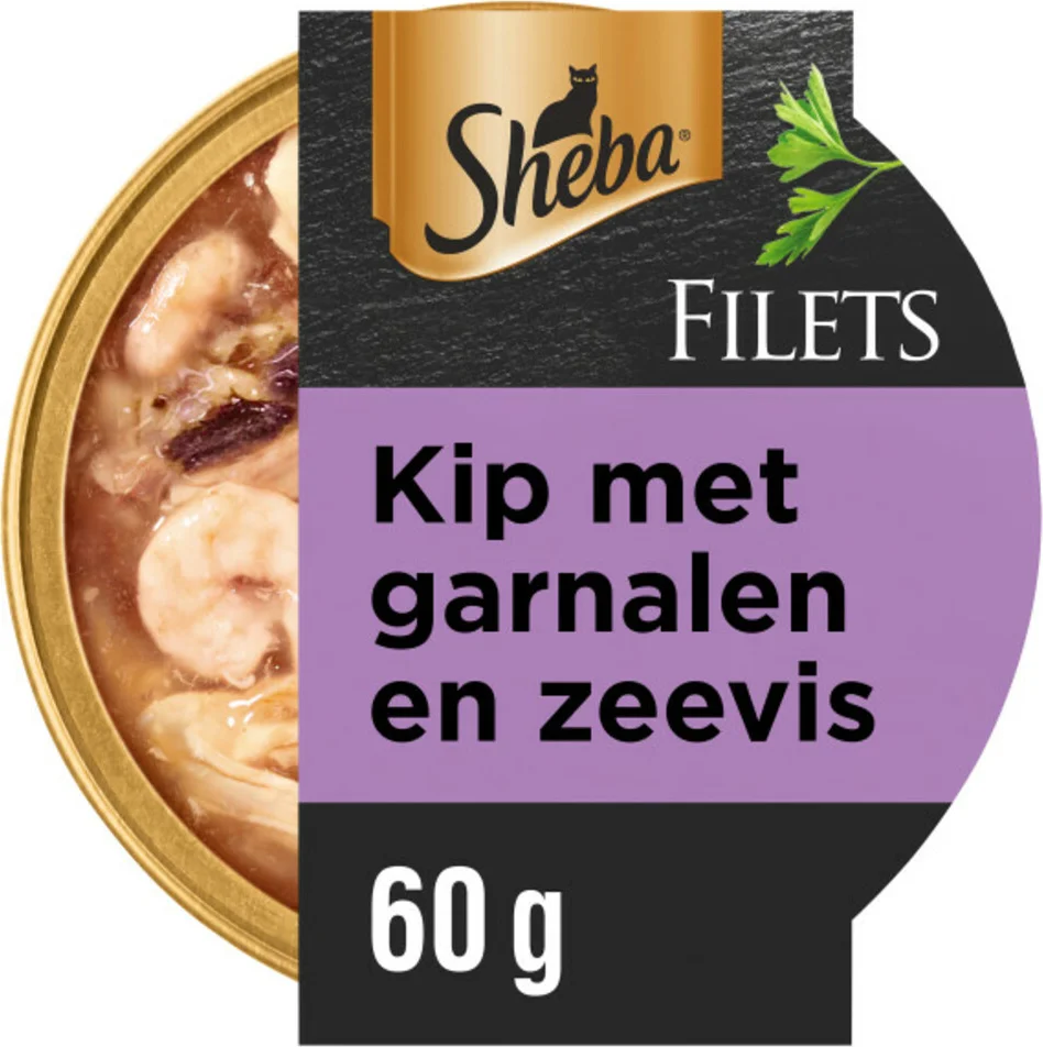 Sheba Filets Kattenvoer Natvoer Garnaal & Oceaanvis & Kip in Saus 60 gr