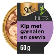 Sheba Filets Kattenvoer Natvoer Garnaal & Oceaanvis & Kip in Saus 60 gr