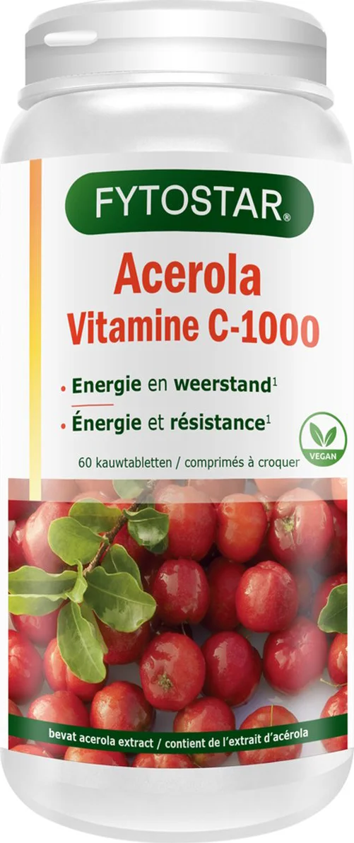 Fytostar Acerola Vitamine C-1000 Kauwtabletten 60TB