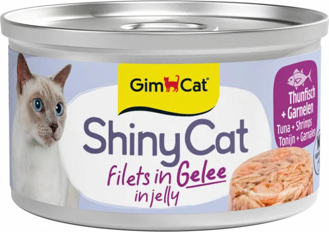GimCat Kattenvoer Nat ShinyCat Filets in Jelly Tonijn & Garnalen 70 gr