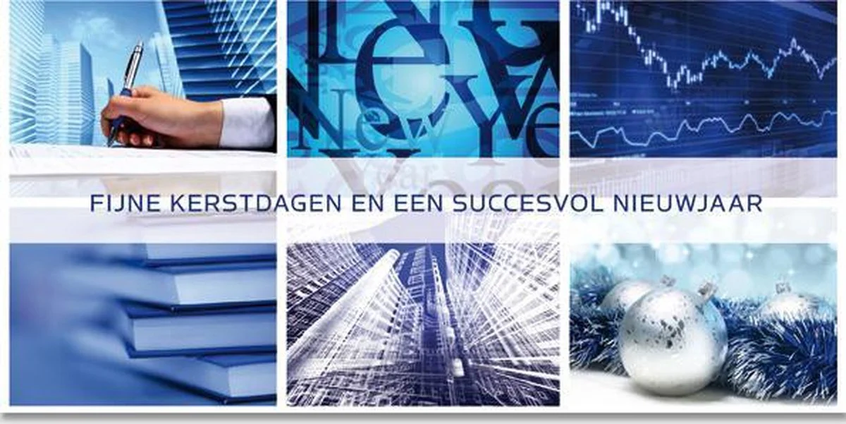 Kerstkaarten Zakelijk blauw - 10 stuks - met enveloppen