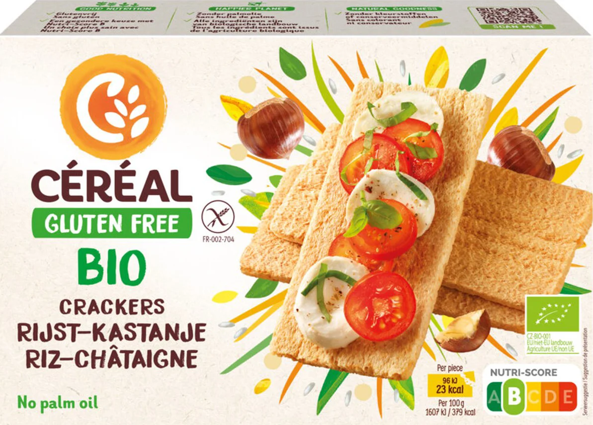 Cereal Crackers Rijst-Kastanje Glutenvrij Biologisch 250GR