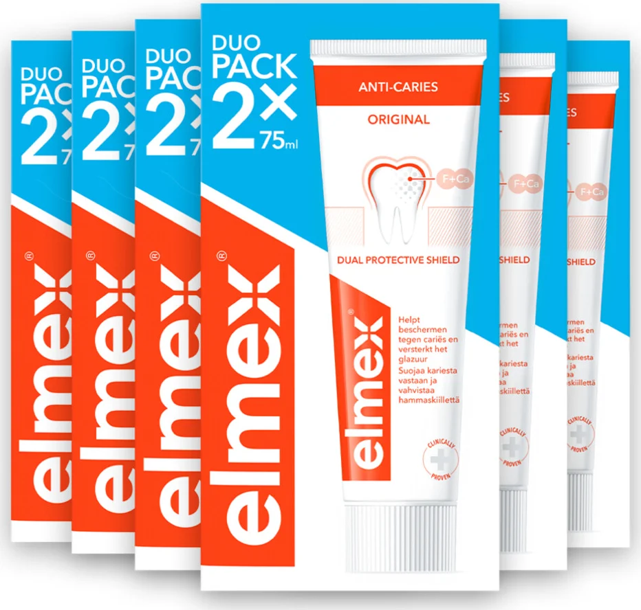 6x Elmex Tandpasta Anti-Cariës Duopack 2x 75 ml